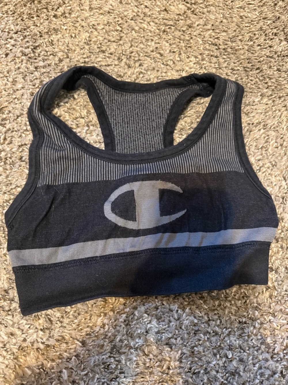 Champion Black and Gray Seamless Racerback Sports Bra